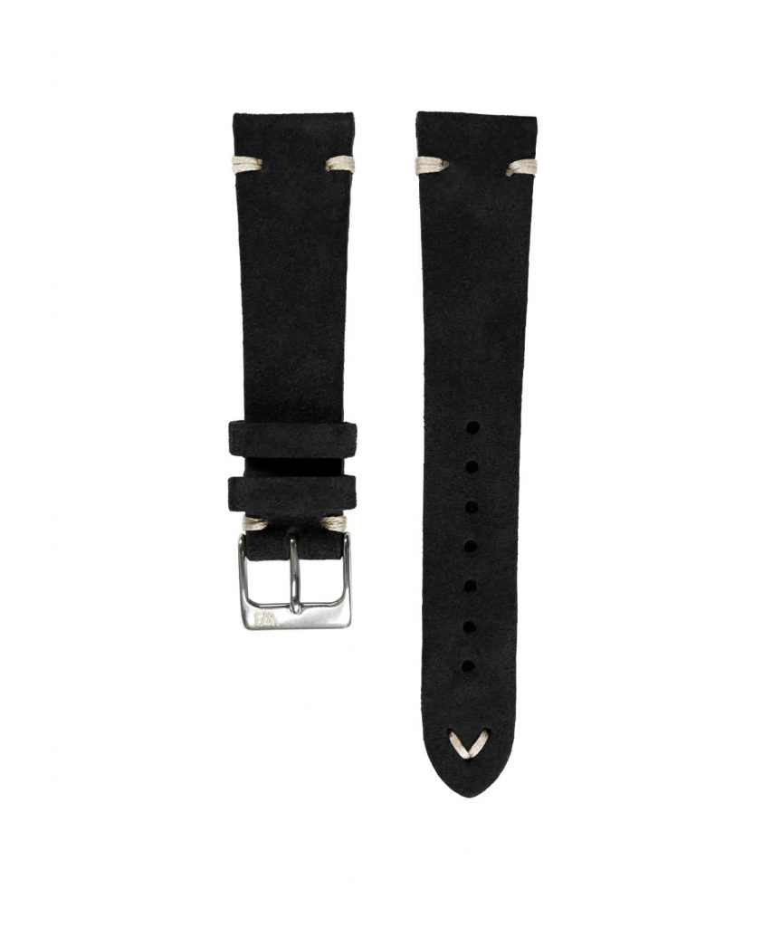 WB Original black suede watch strap front