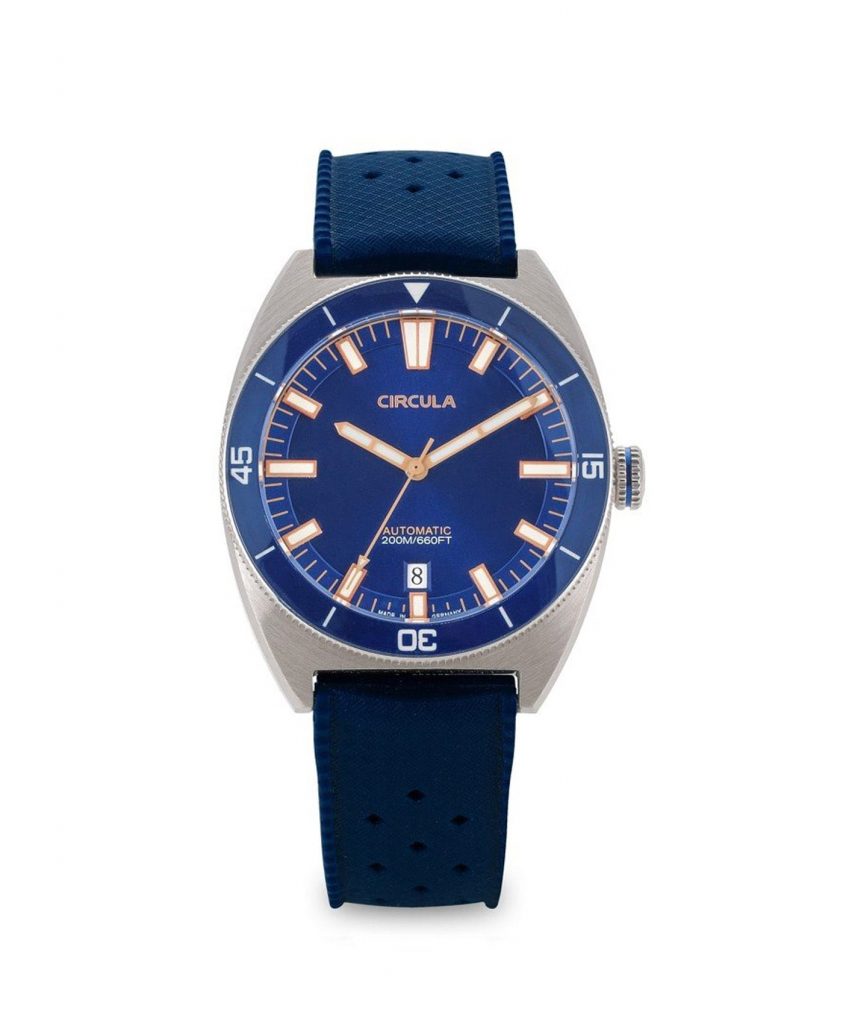 Circula watch AquaSport STP 1-11 Rubber Strap Dark Blue with sunray dial