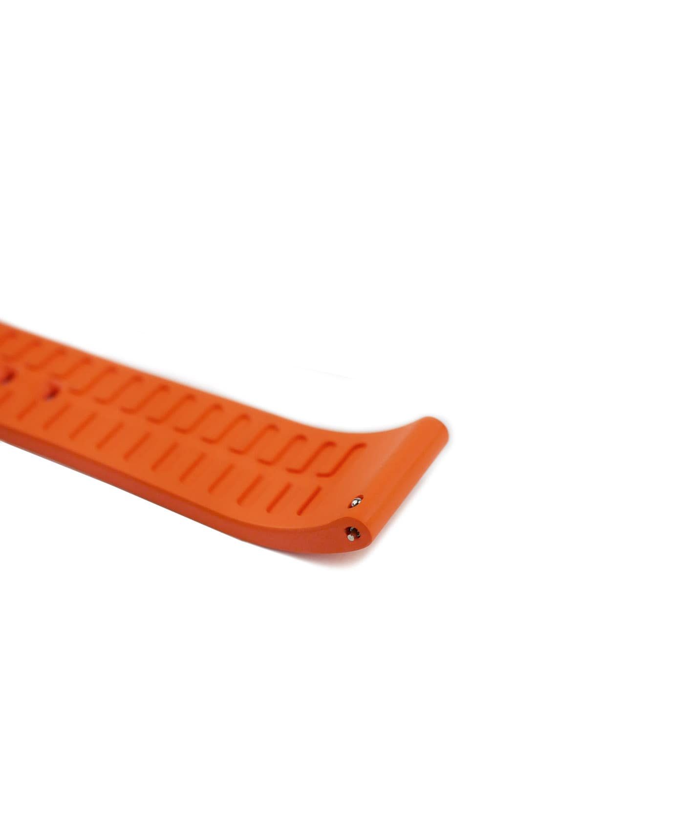 Classic plain Rubber watch strap_Orange_side curved