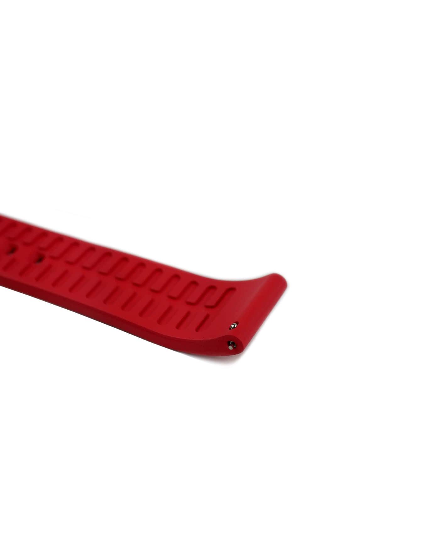 Classic plain Rubber watch strap_Red_side curved