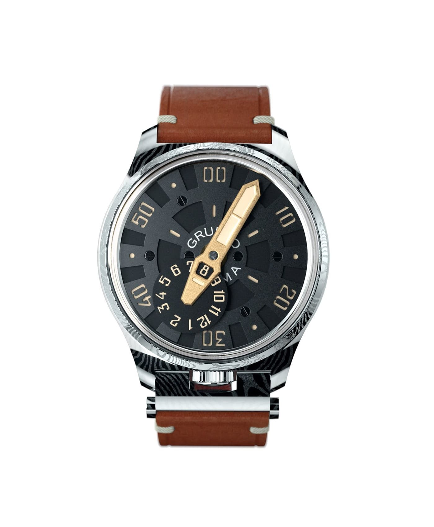 Gruppo Gamma_NEXUS ND-02_front damascus steel watch case