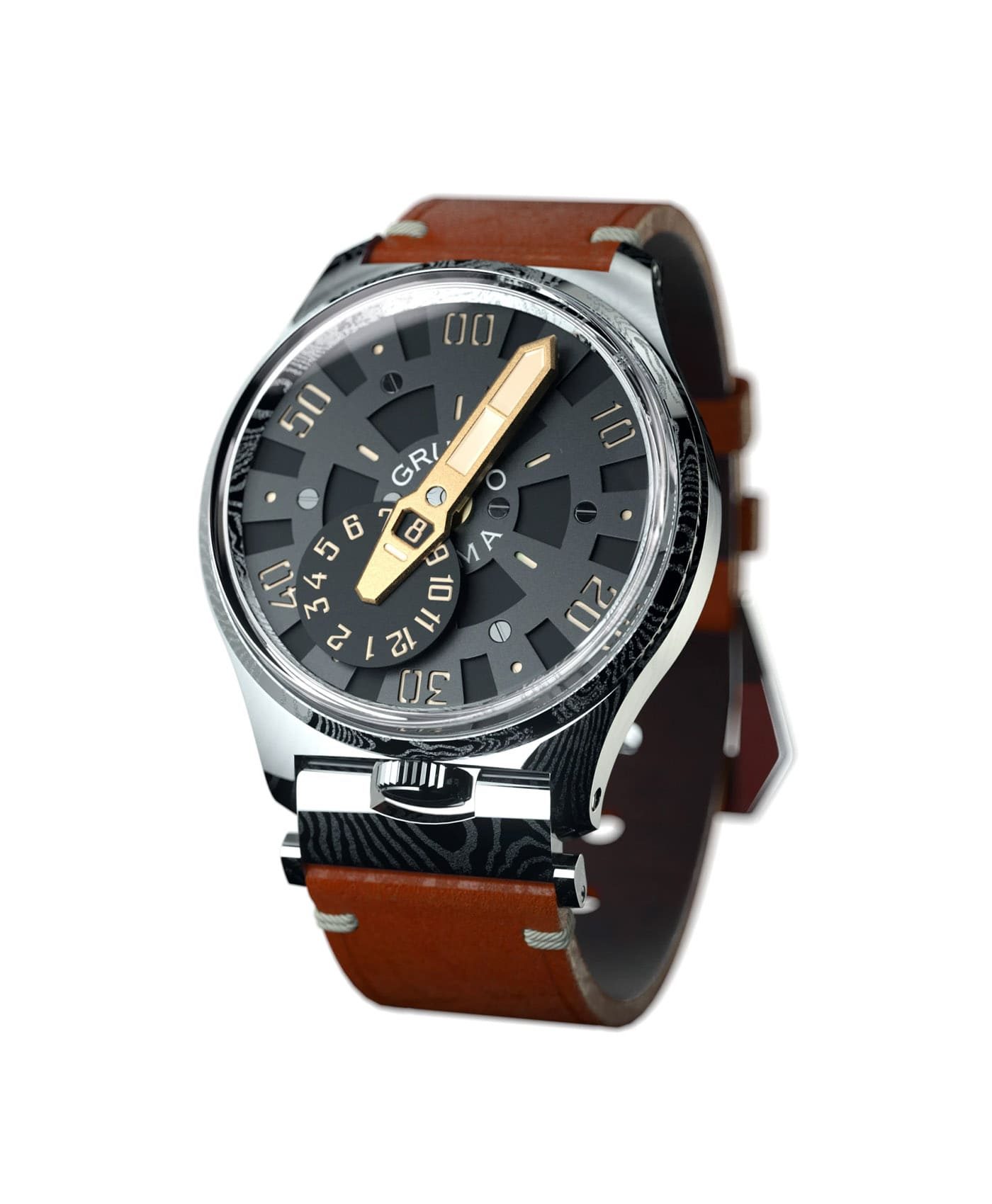 Gruppo Gamma_NEXUS ND-02_side damascus steel watch case