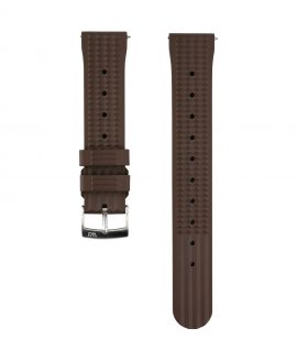 Waffle Rubber watch strap_Brown_Front