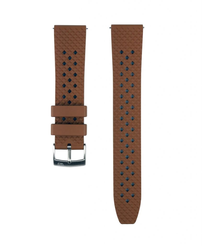 Rhombus FKM Rubber watch strap_Brown_Front