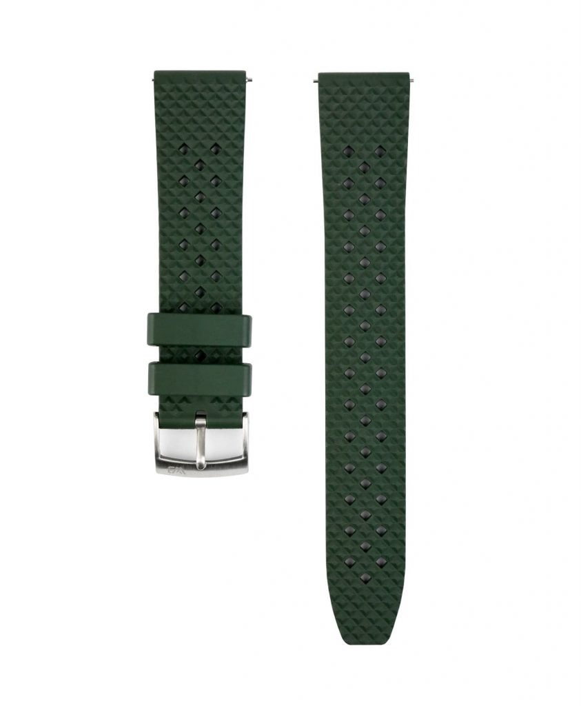 Rhombus FKM Rubber watch strap_Green_Front