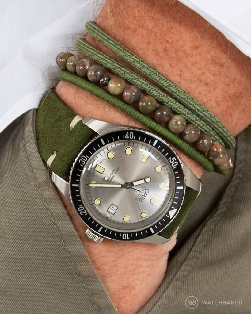 Oris pocket shot green suede strap