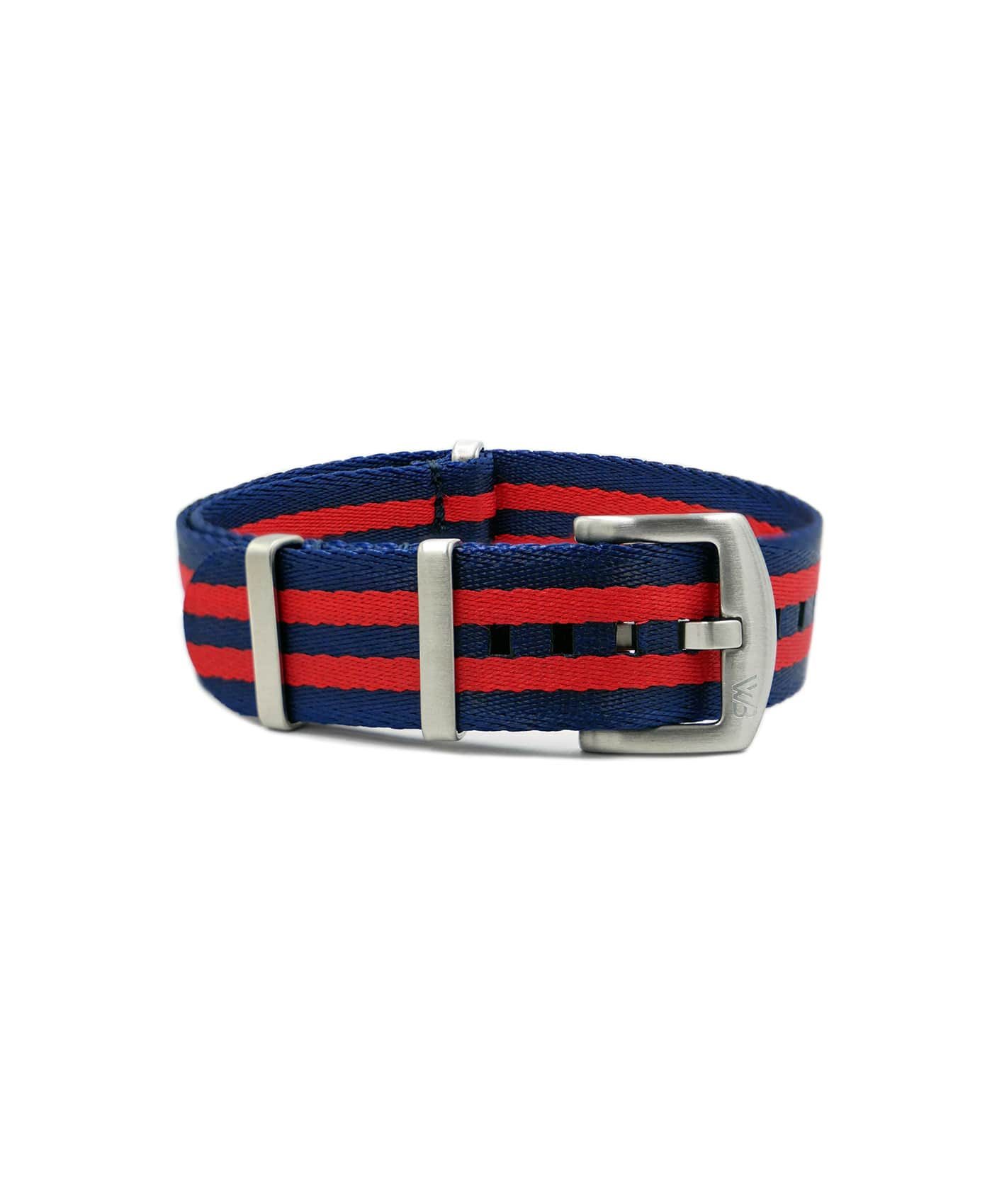 Premium_Nato-straps brushed_red blue striped_front