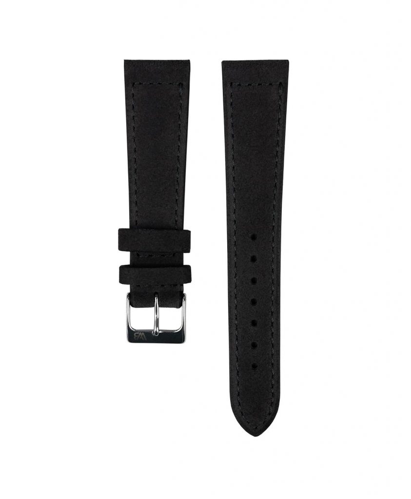 Suede leather strap with side seam_black_front