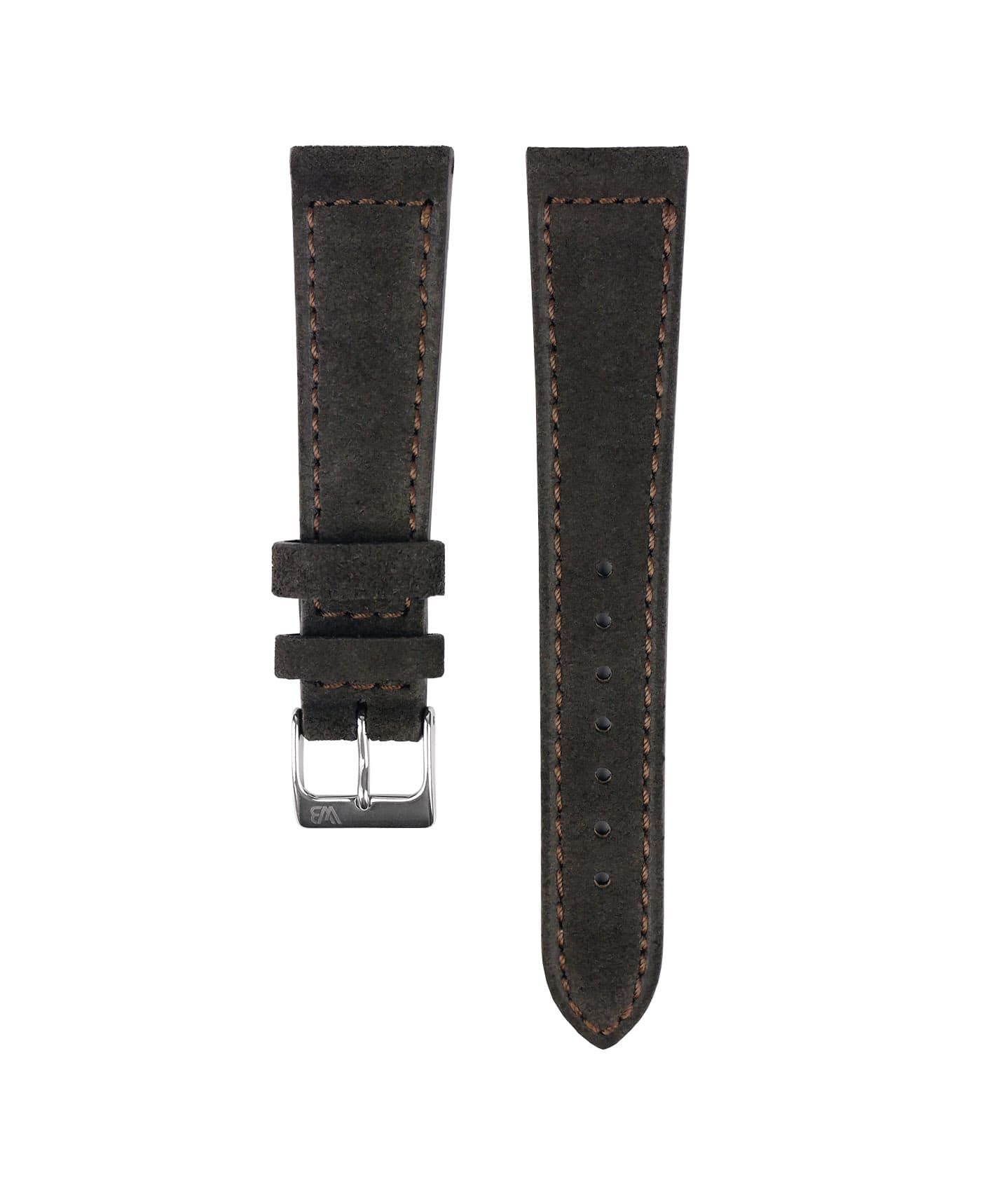 Suede leather strap with side seam_dark brown_front