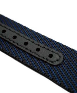 Premium Adjustable Single-Pass Nato Strap_Black-Blue_leather reinforced_macro