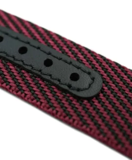 Premium Adjustable Single-Pass Nylon Strap – Black Burgundy detail