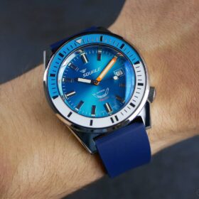 Classic Style Rubber Watch Strap – Blue | Squale Matic