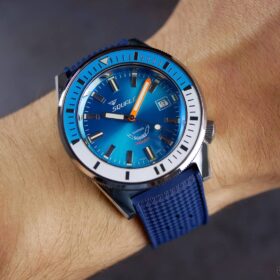 Squale Matic - Tropical Style Rubber Watch Strap – Blue | Squale Matic
