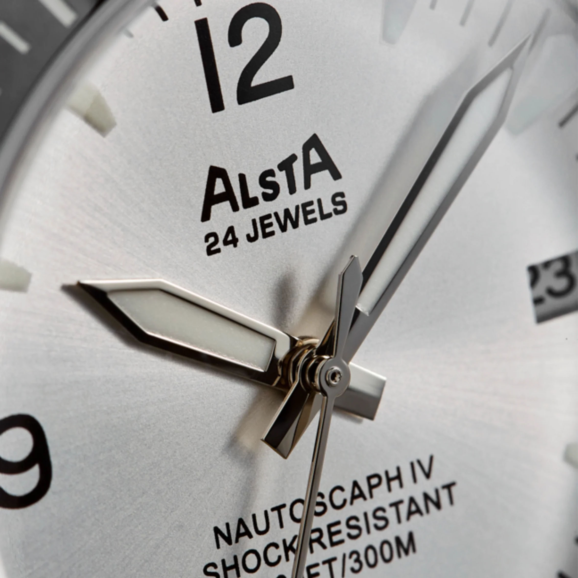 Alsta - Nautoscaph - Silver - dial close up- Alsta - Nautoscaph - Silver - dial close up-