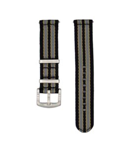 Bond NATO strap Two Piece-striped_black_grey_beige strap-Front