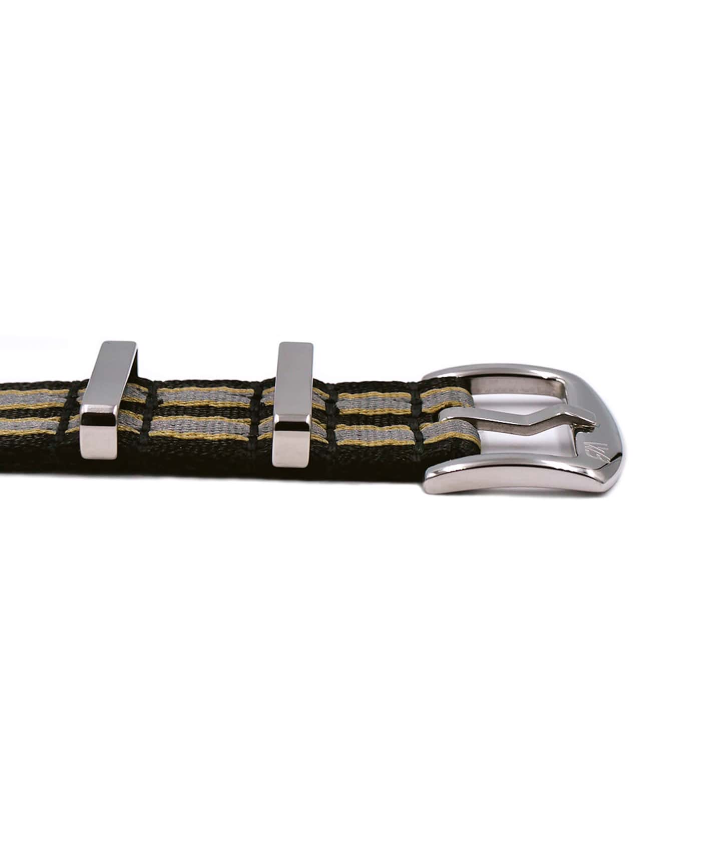 Bond NATO strap polished-striped_black_grey_beige strap-Buckle