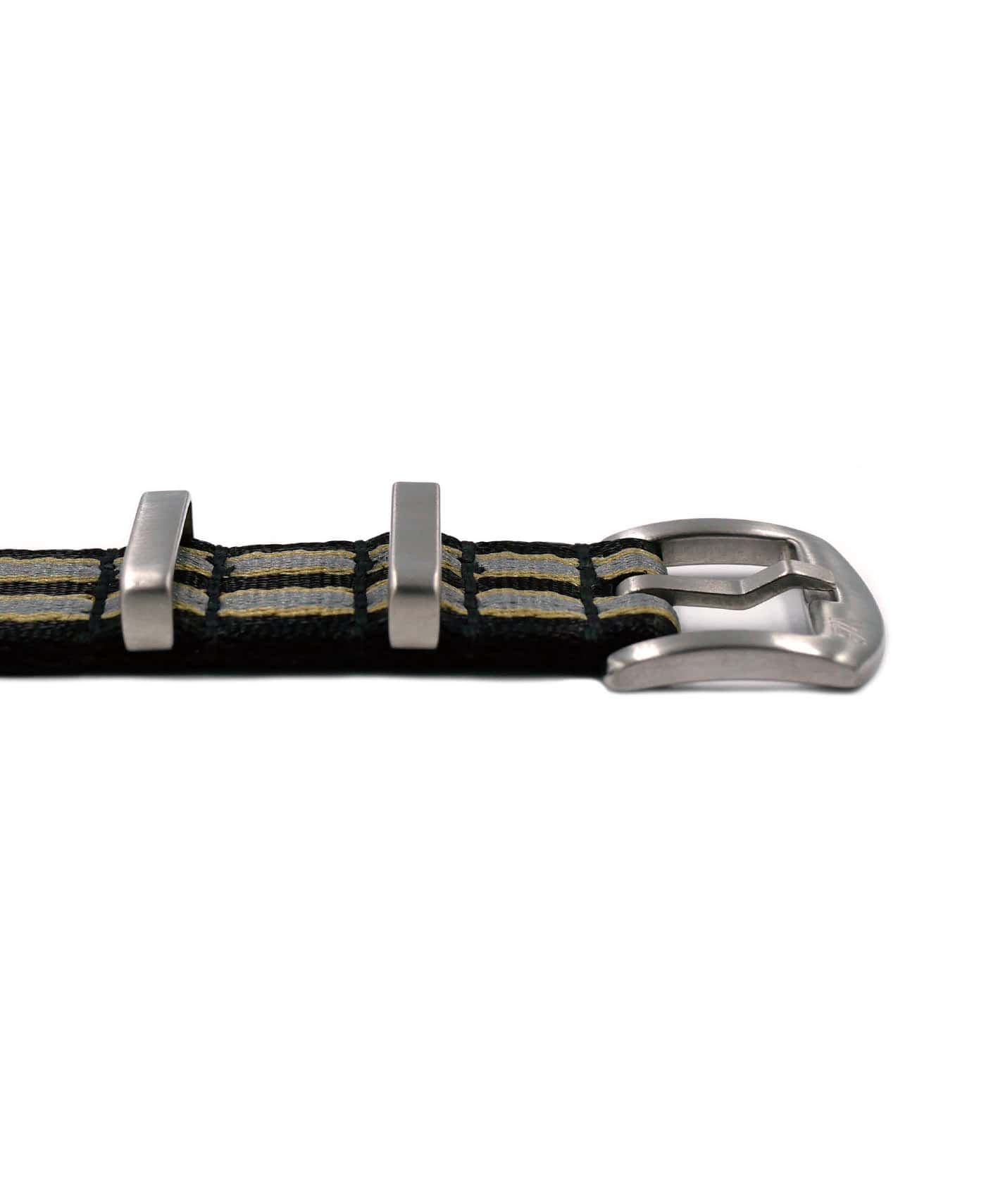 Bond NATO strap-striped_black_grey_beige strap-Buckle