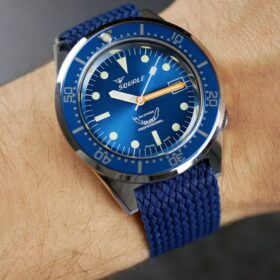 Squale 1521 blue paired with a blue perlon strap by WATCHBANDIT