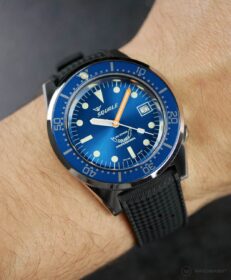 Squale 1521 blue paired with a Black Tropical-Style Rubber strap by WATCHBANDIT