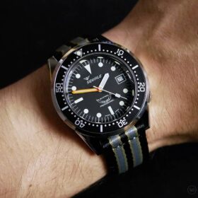 Squale 1521 black paired with a New Bond two-piece NATO strap by WATCHBANDIT