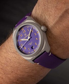 Formex - Field Automatic - Ultra Violet 41 - Deployant Violet Bolgheri Leather Strap - Wrist Shot 7.25 wrist