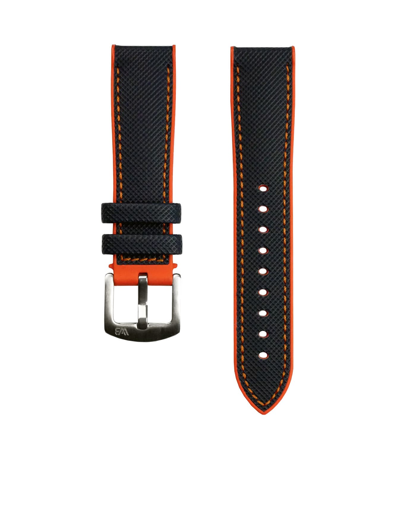 Performance Style Rubber Watch Strap – Black-Orange