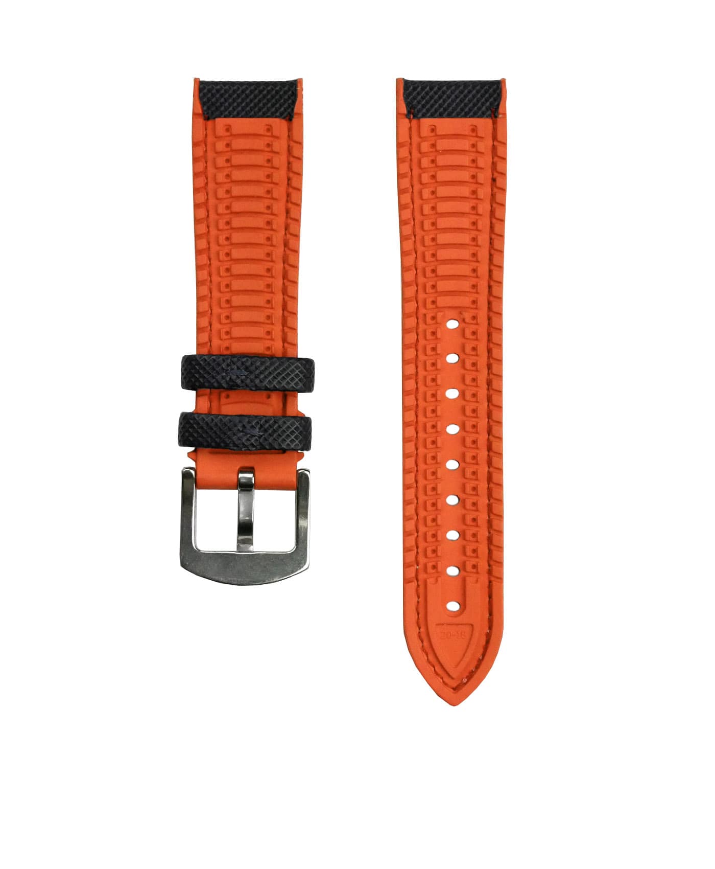 Performance Style Rubber Watch Strap – Black-Orange_back