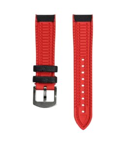 Performance Style Rubber Watch Strap – Black-Red_back-