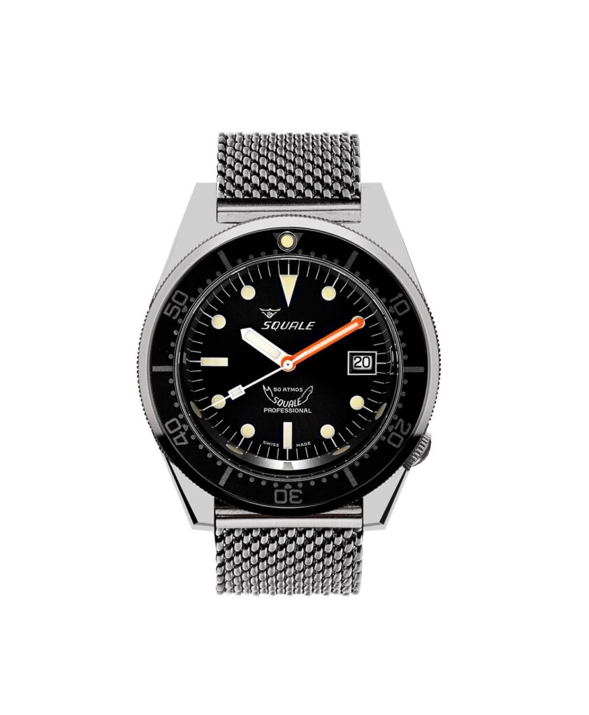 Squale - 1521 Series - 026 A Polished Black - Mesh Bracelet-min