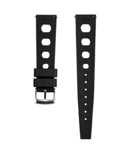Vintage Style Rubber Watch Strap - Black_back-min