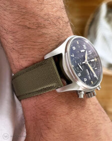 IWC Spitfire paired with Premium Sailcloth Strap Green | WB Original