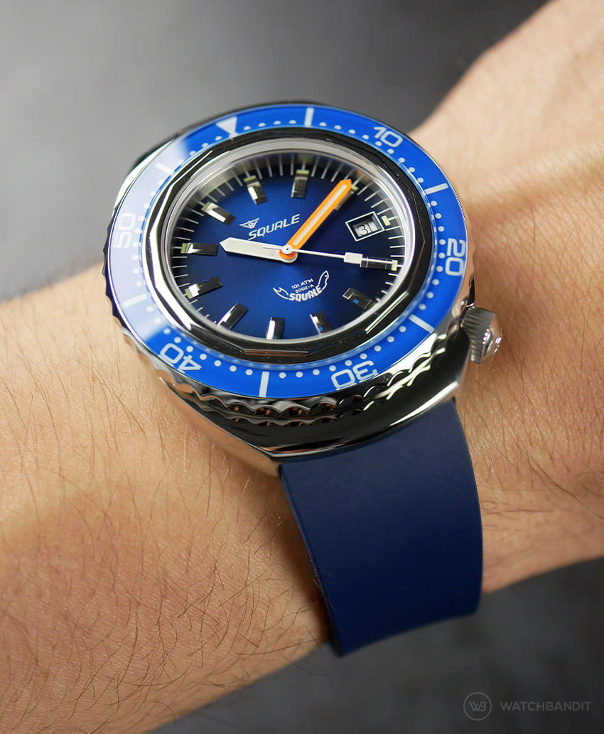 Classic Style Rubber Strap-Blue-Squale 2002 Series Blue