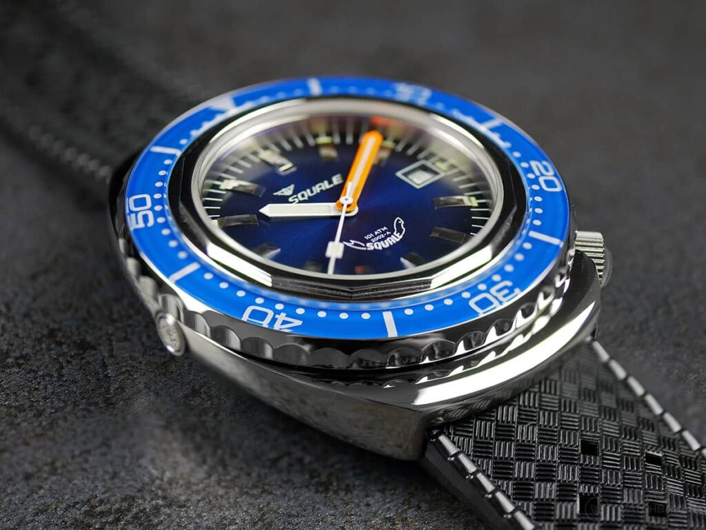 Squale-2002 Series-101 Atmos Polished Blue-Blue Dial-Case side