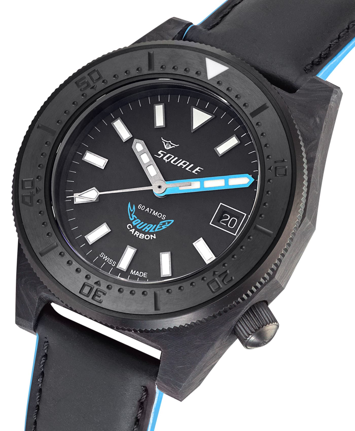 Squale - T-183 Forged Carbon - Blue - Close up
