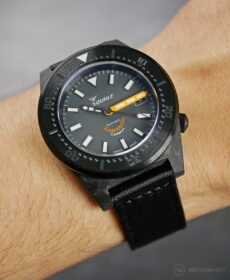 Squale Forged Carbon Orange paired with a Two-Piece Nato Strap Black – Black/PVD | WB Original