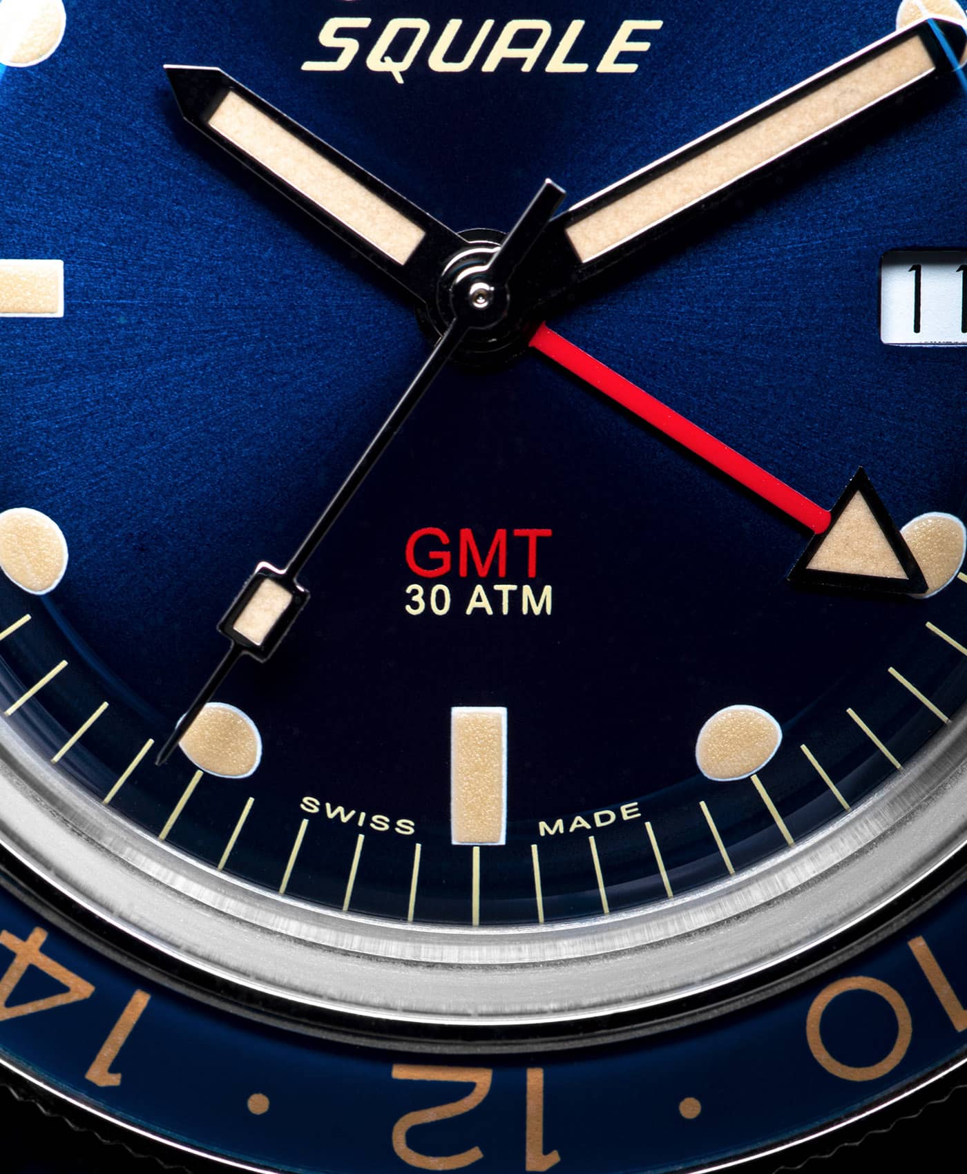 Squale SUB 39 GMT Vintage Blue Rubber Strap Watch - WatchBandit