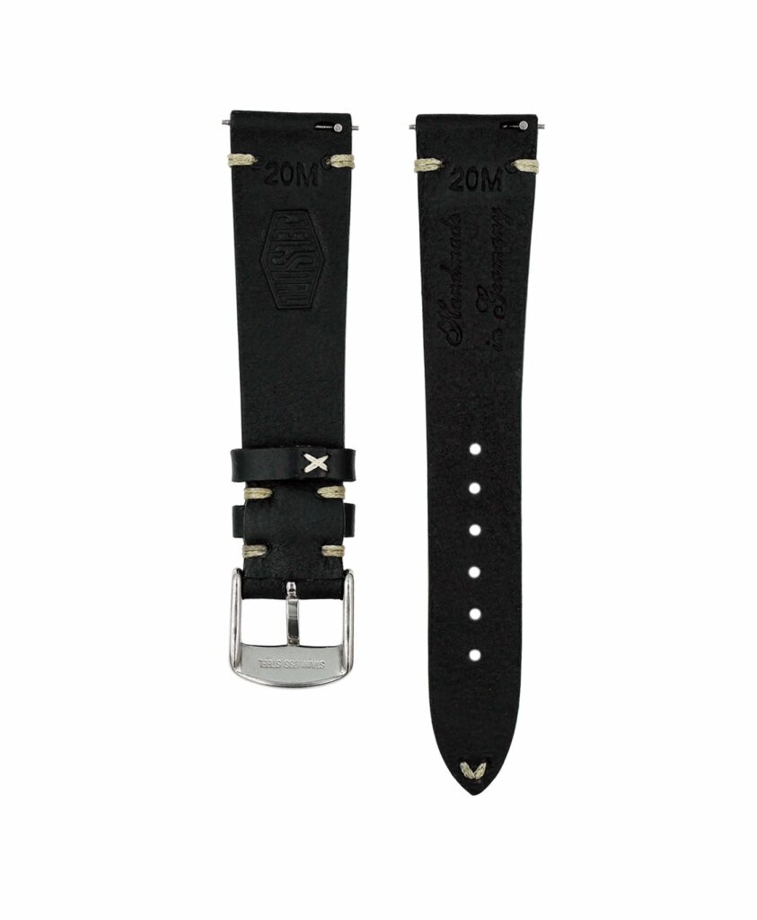 Jelsdal Vintage Leather Watch Strap Black Watch Bands WatchBandit