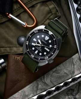 Seiko Turtle-Ribbed NATO Green-Watchbandit