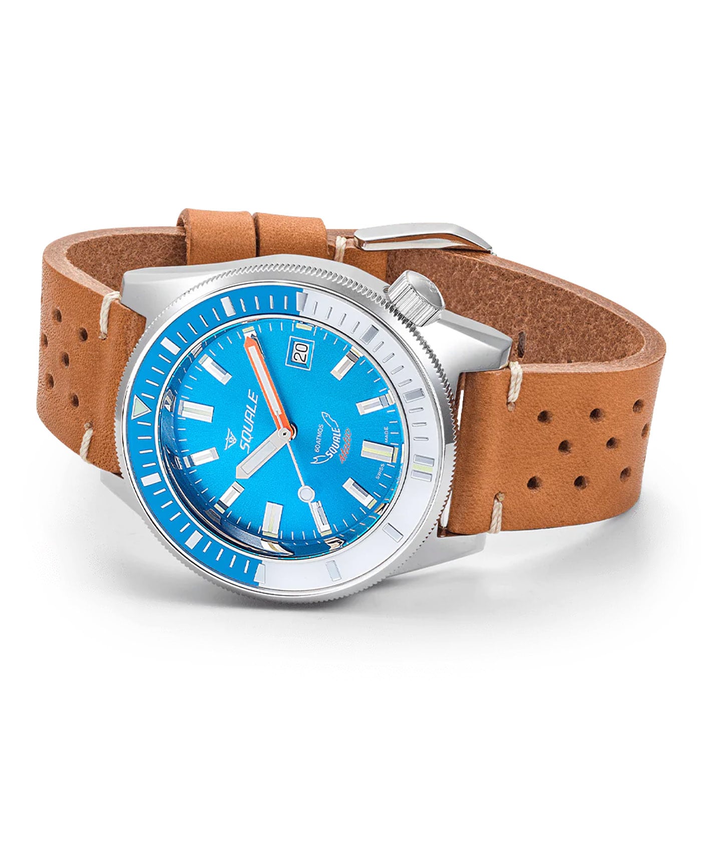 Squale - Matic - Light Blue - 60 ATM - Leather Strap-full-min