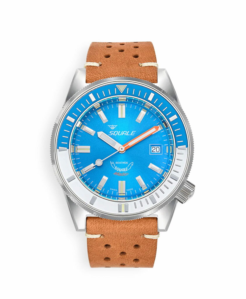 Squale - Matic - Light Blue - 60 ATM - Leather Strap-min