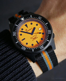 Watchbandit-single piece-NATO-Black Orange-Squale-Luminoso Arancia