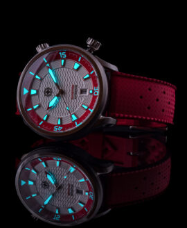 Second Hour Watches-The Giant Stride-Bulls Eye Red-WristShot-lume