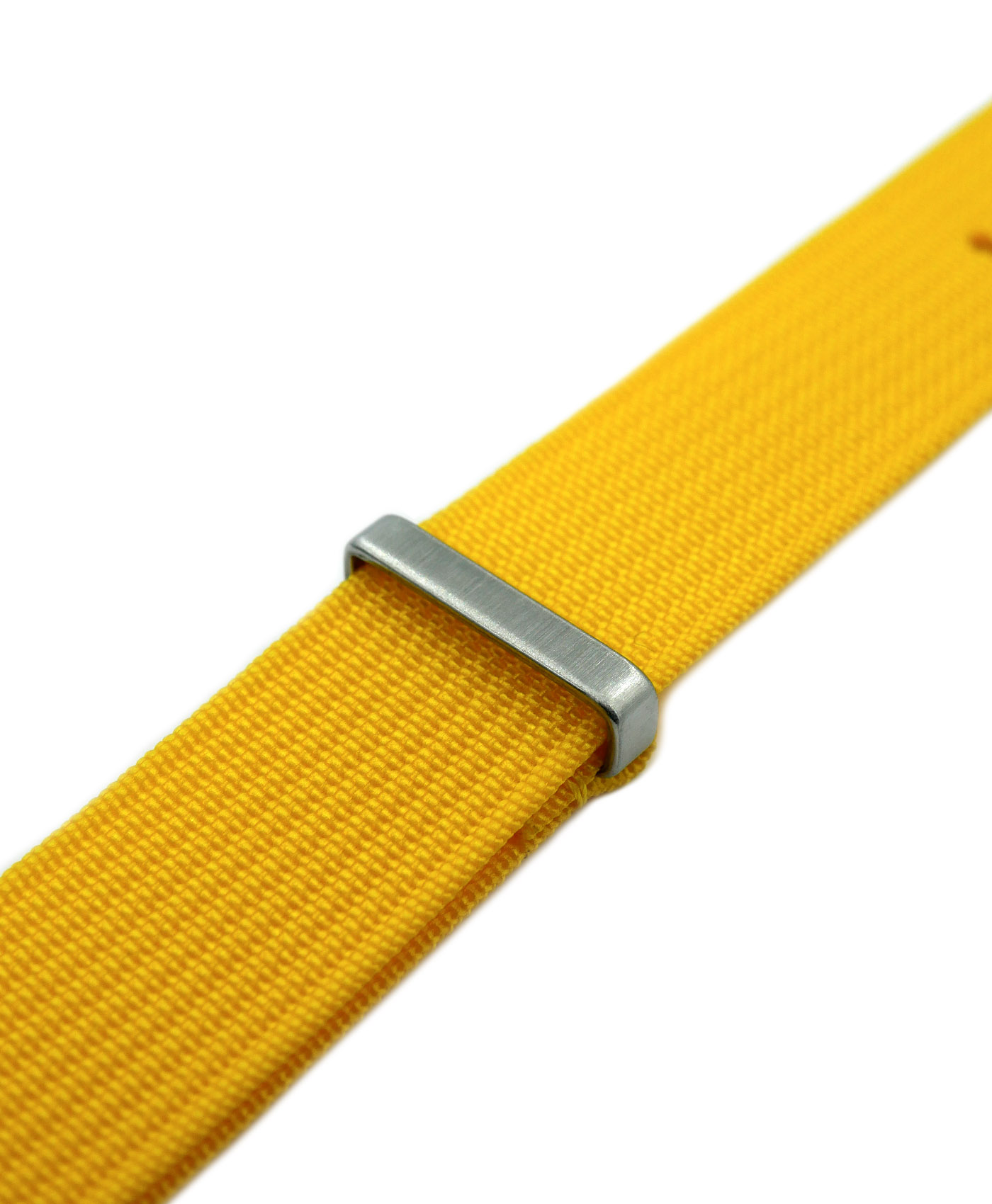 Ribbed Nato Strap - Yellow - Brushed-side