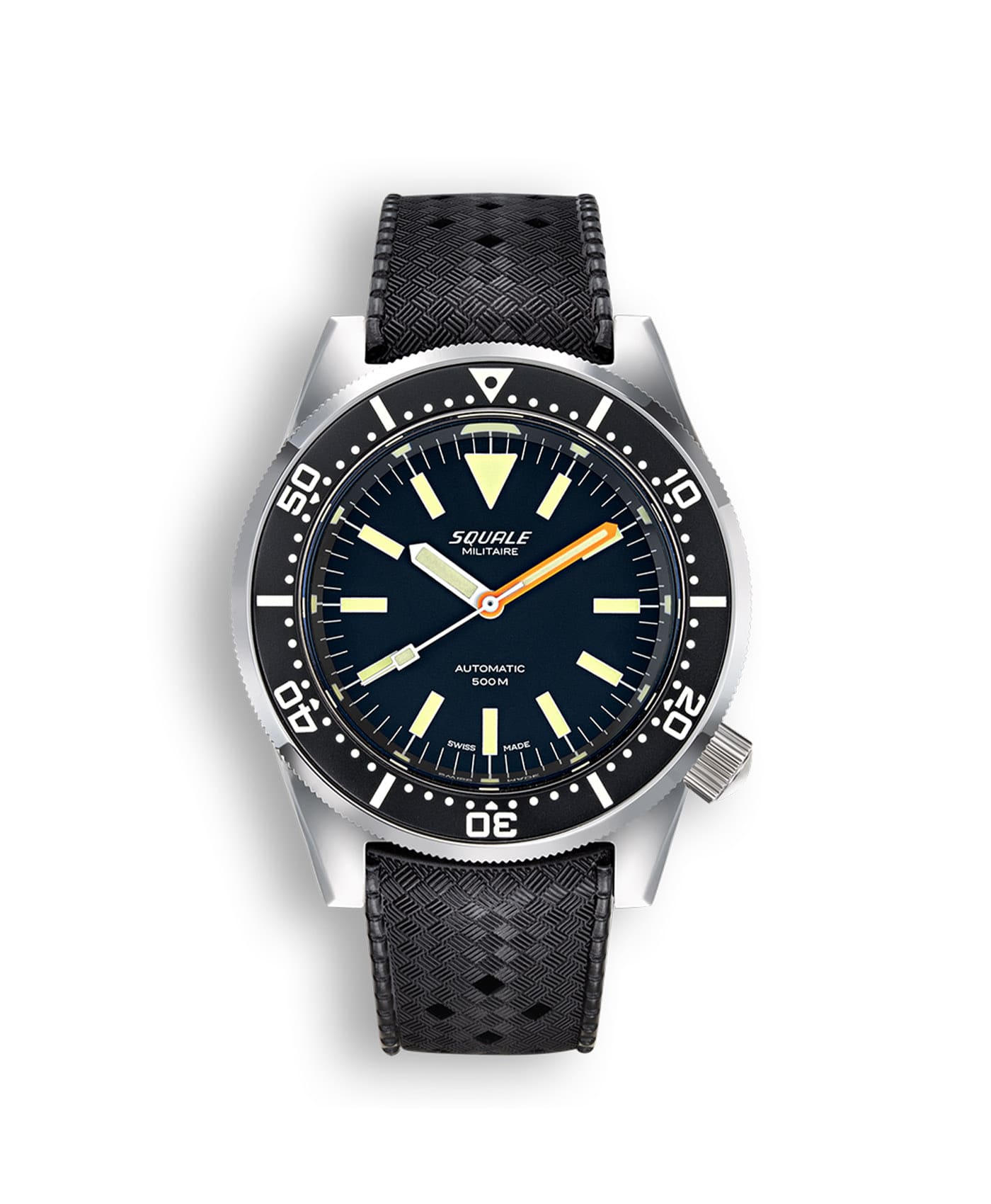 Squale - 1521 Black Militaire - Polished - Rubber - 1521MIL.HT-min
