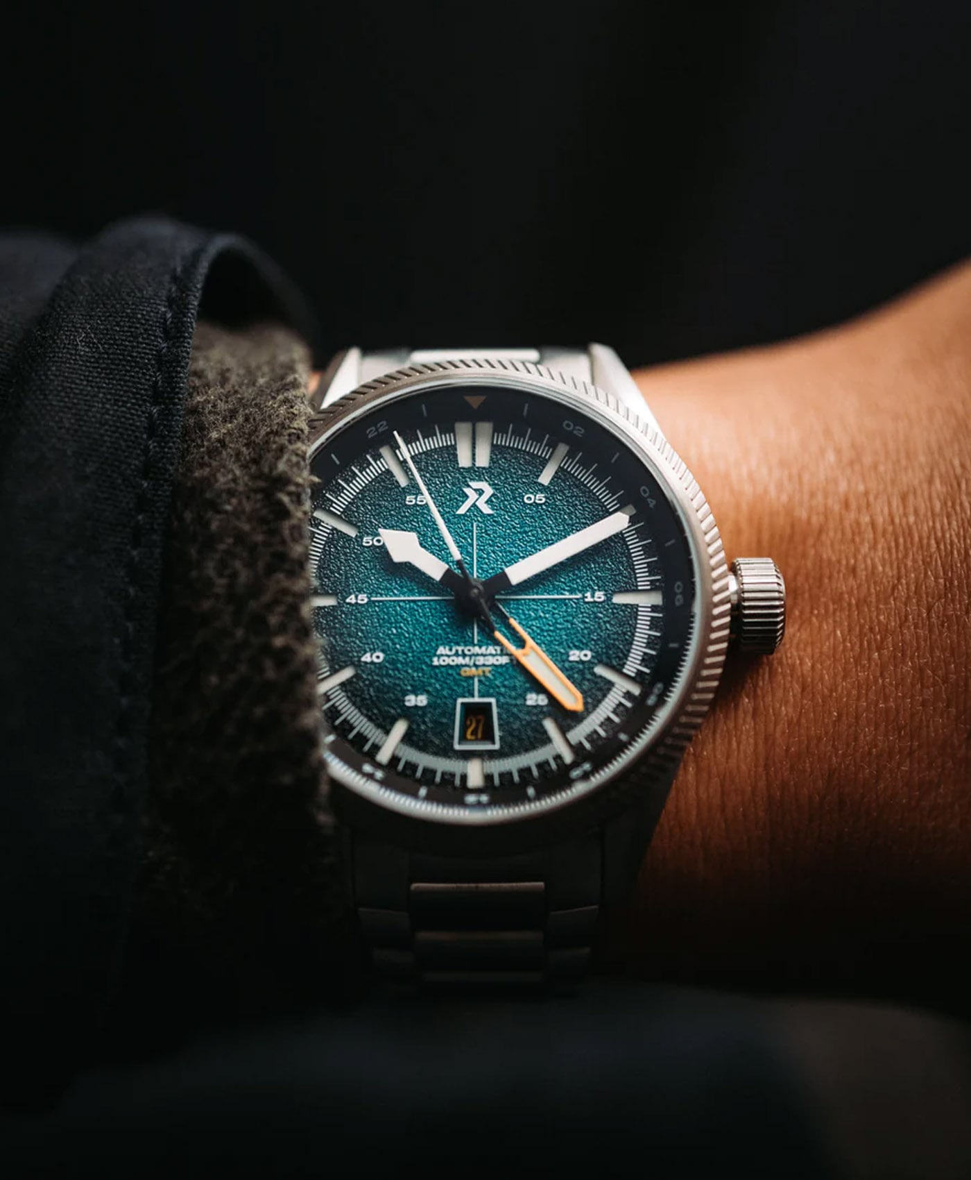 RZE - Fortitude GMT - TurboTeal - wrist shot-min