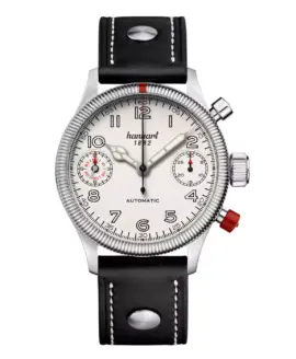 hanhart-pioneer-twindicator-antique-white-fluted-bezel-45-mm-black-leather