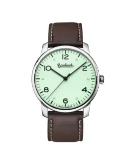 Hanhart - PIONEER Silva - Pistachio - 38.5 mm - Brown Leather