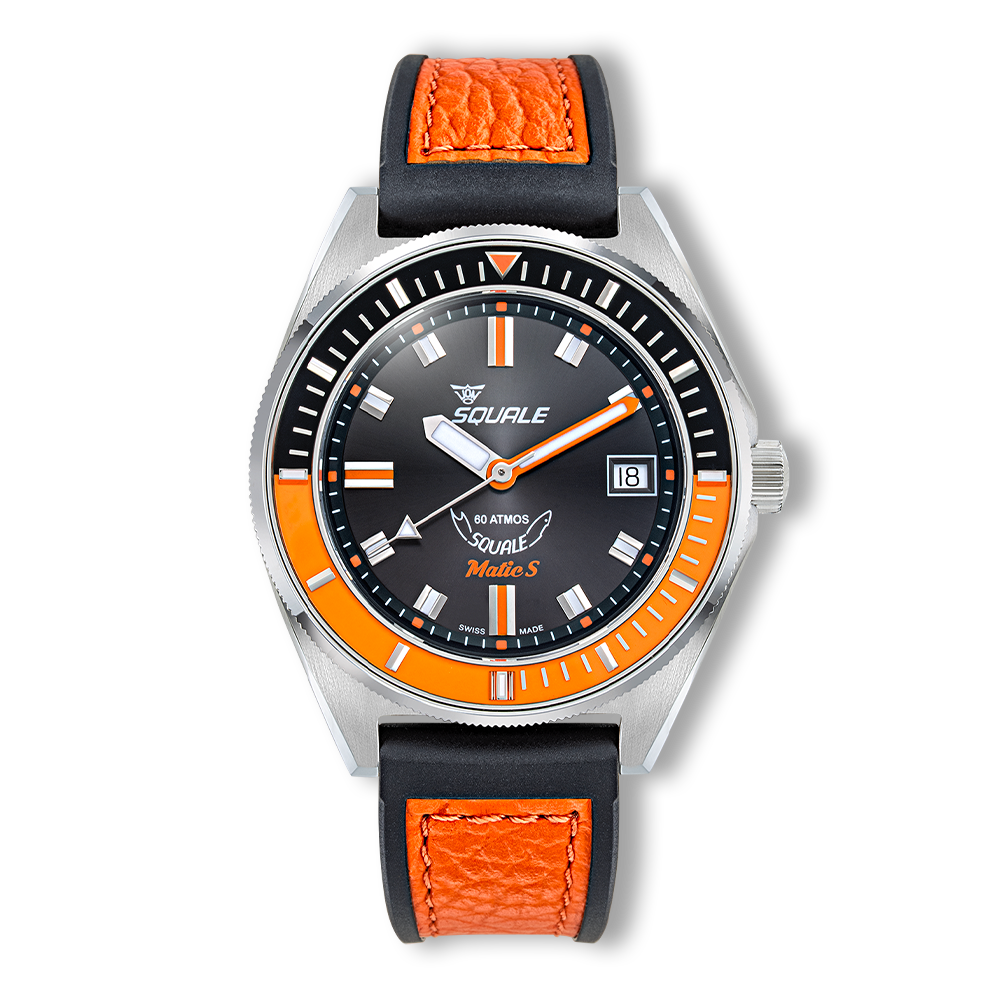 Squale - Matic S Orange - MATICBKOBK.RLOR - HydroLeather Watch Strap