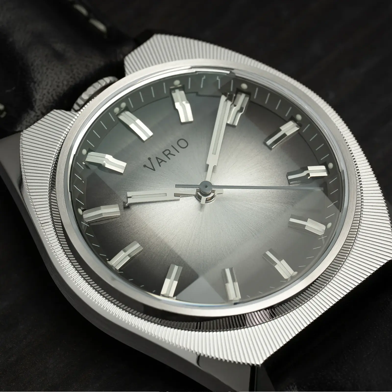 Vario Futurist Watch Sunburst Silver Fume Watch dial close up